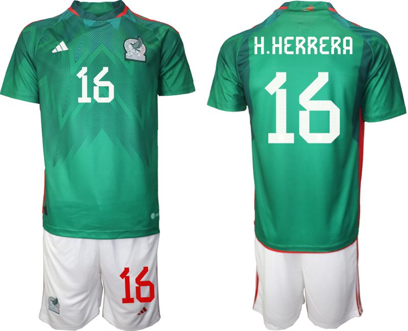 Men 2022 World Cup National Team Mexico home green 16 Soccer Jerseys
